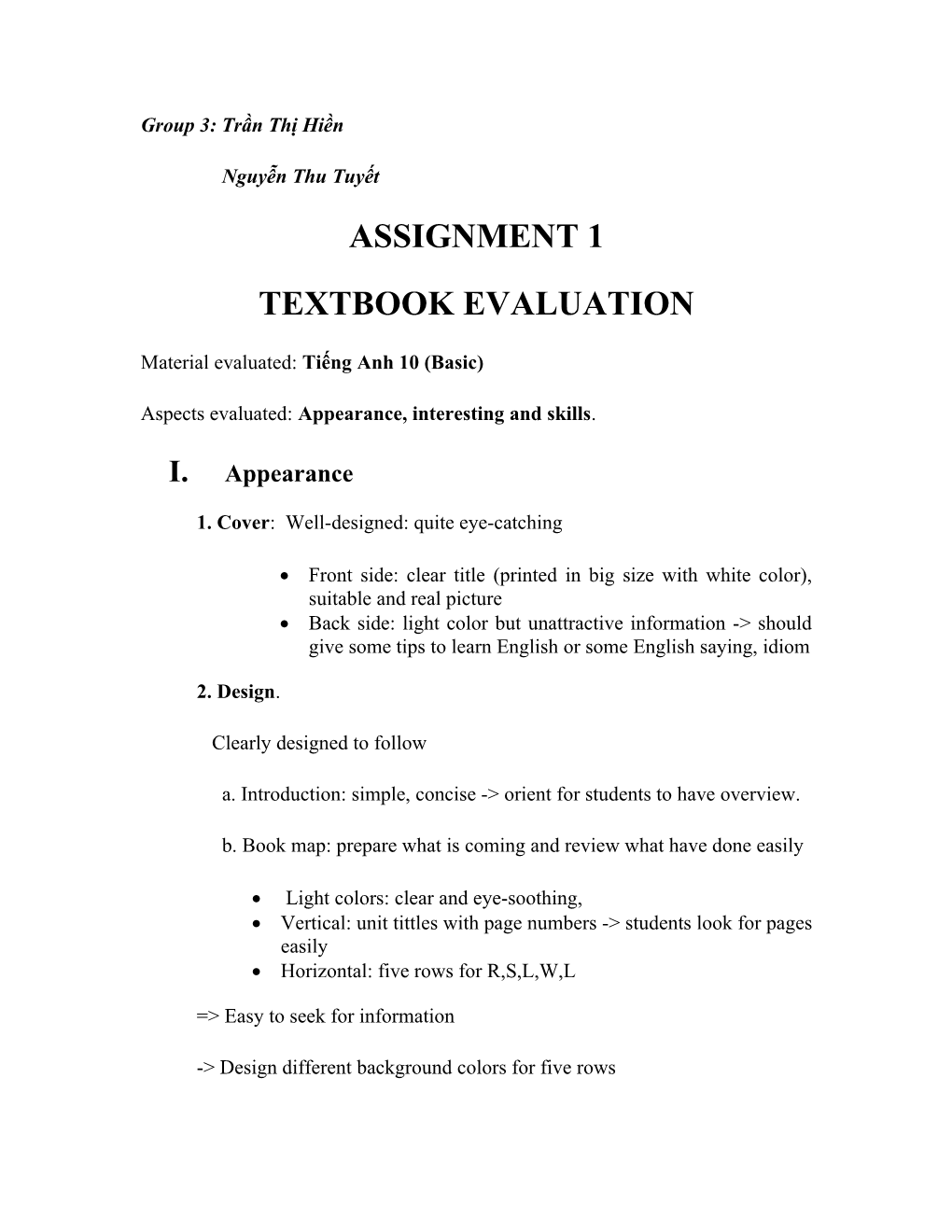 Textbook Evaluation