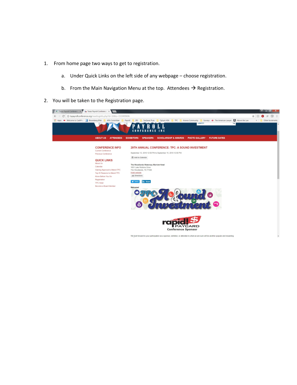 From Home Page Two Ways to Get to Registration