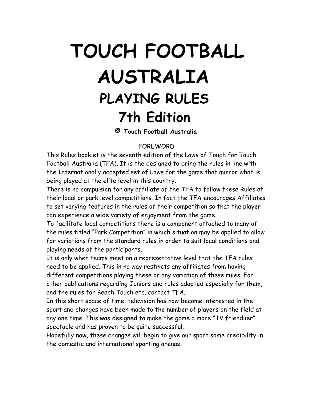 Touch Football Australia