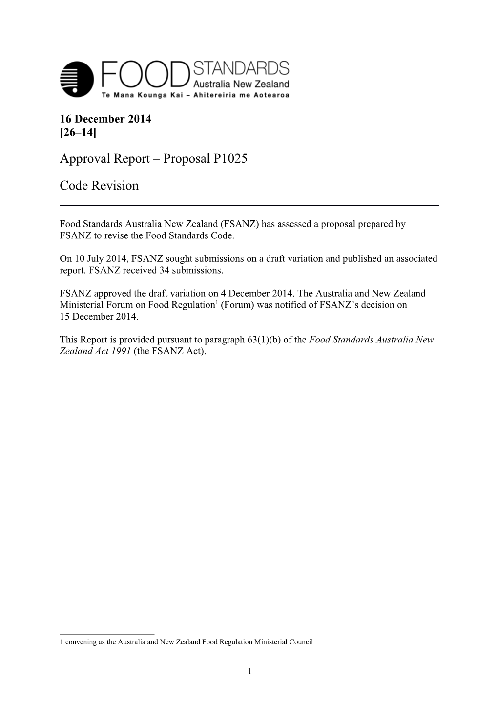 Approval Report Proposal P1025