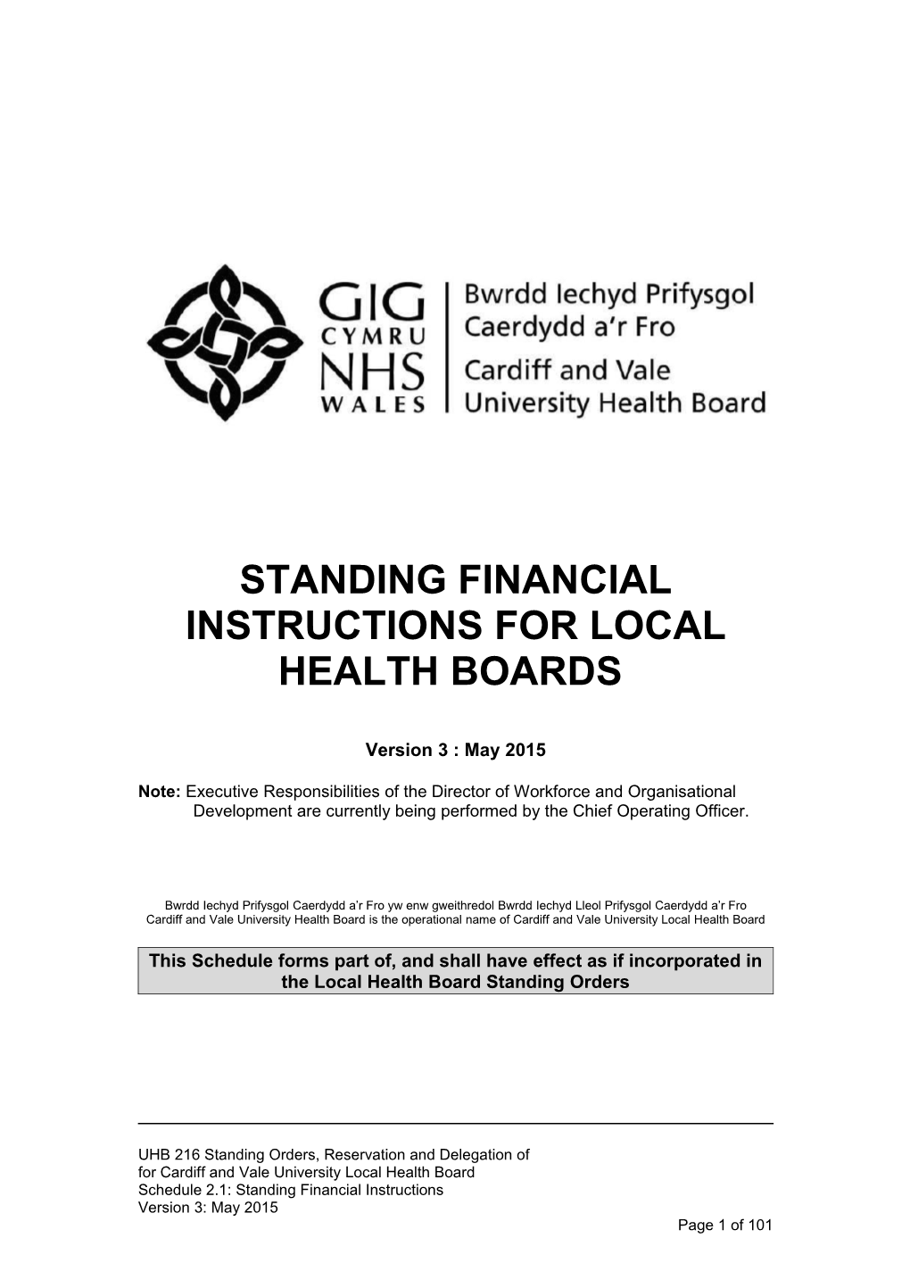 Standing Financial Instructions for Local Health Boards