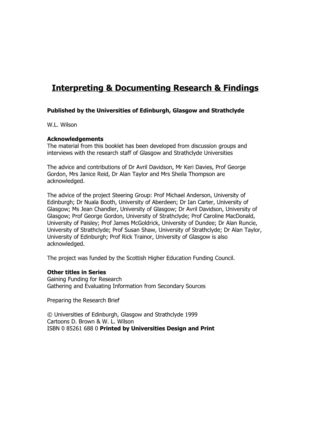 Interpreting & Documenting Research & Findings