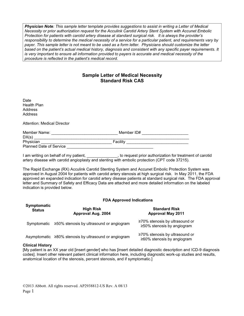 Request Prior Approval of Carotid Stenting Coverage