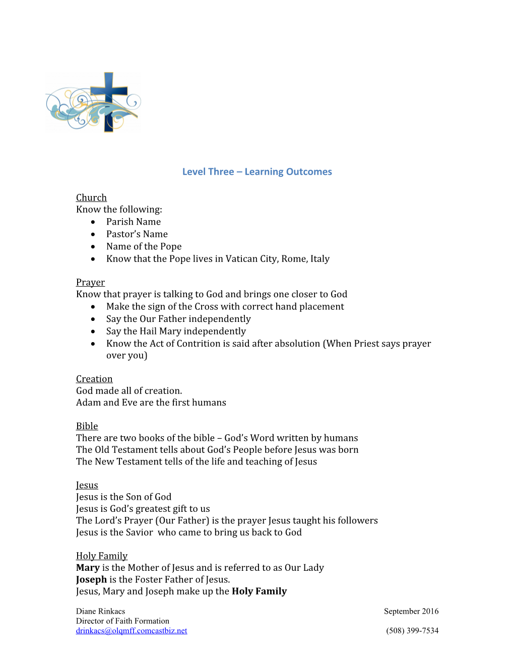 Level Three Learning Outcomes
