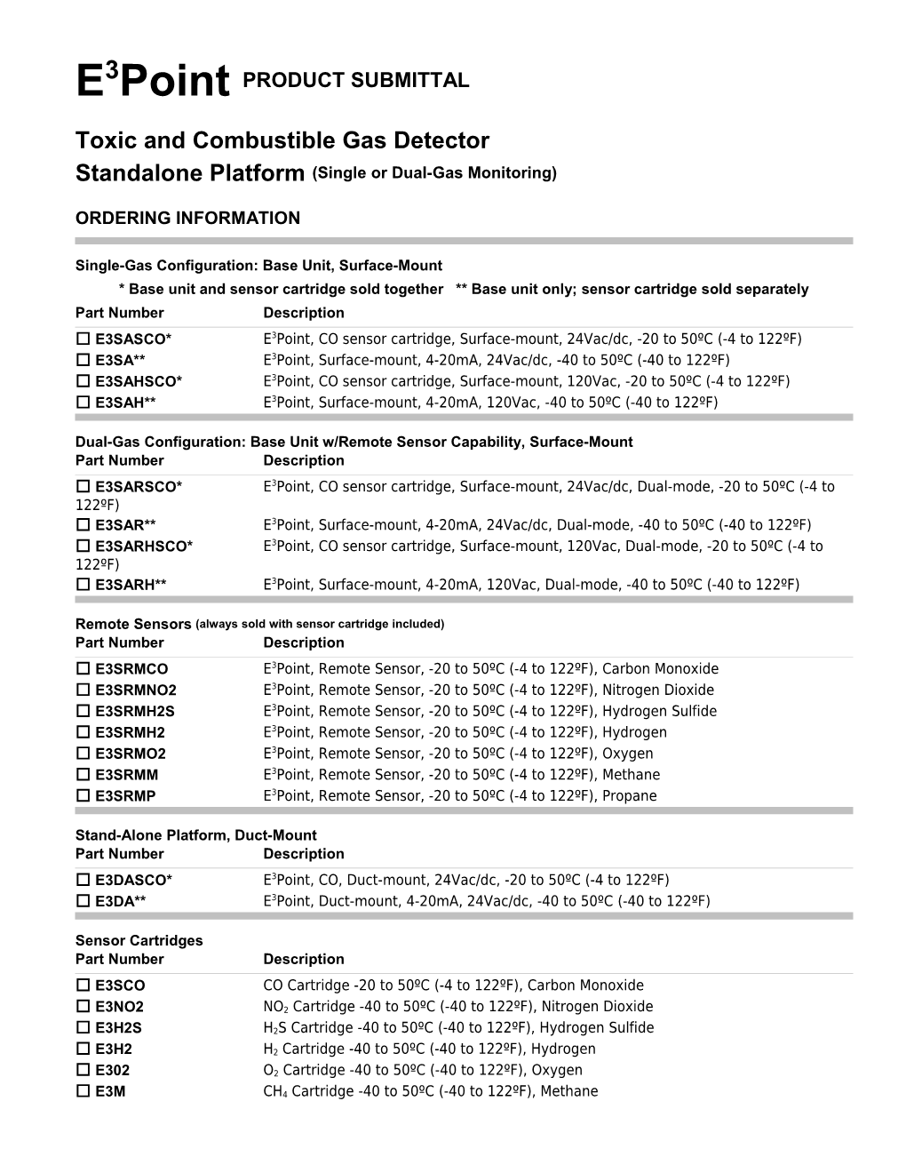 Single-Gas Configuration: Base Unit, Surface-Mount