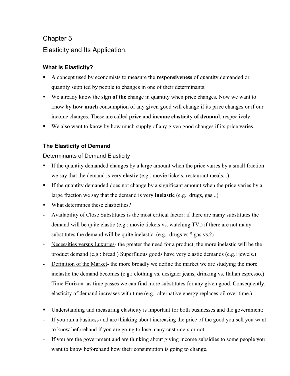 Elasticity and Its Application