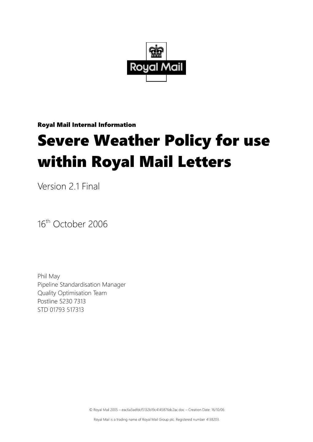 Royal Mail Internal Information
