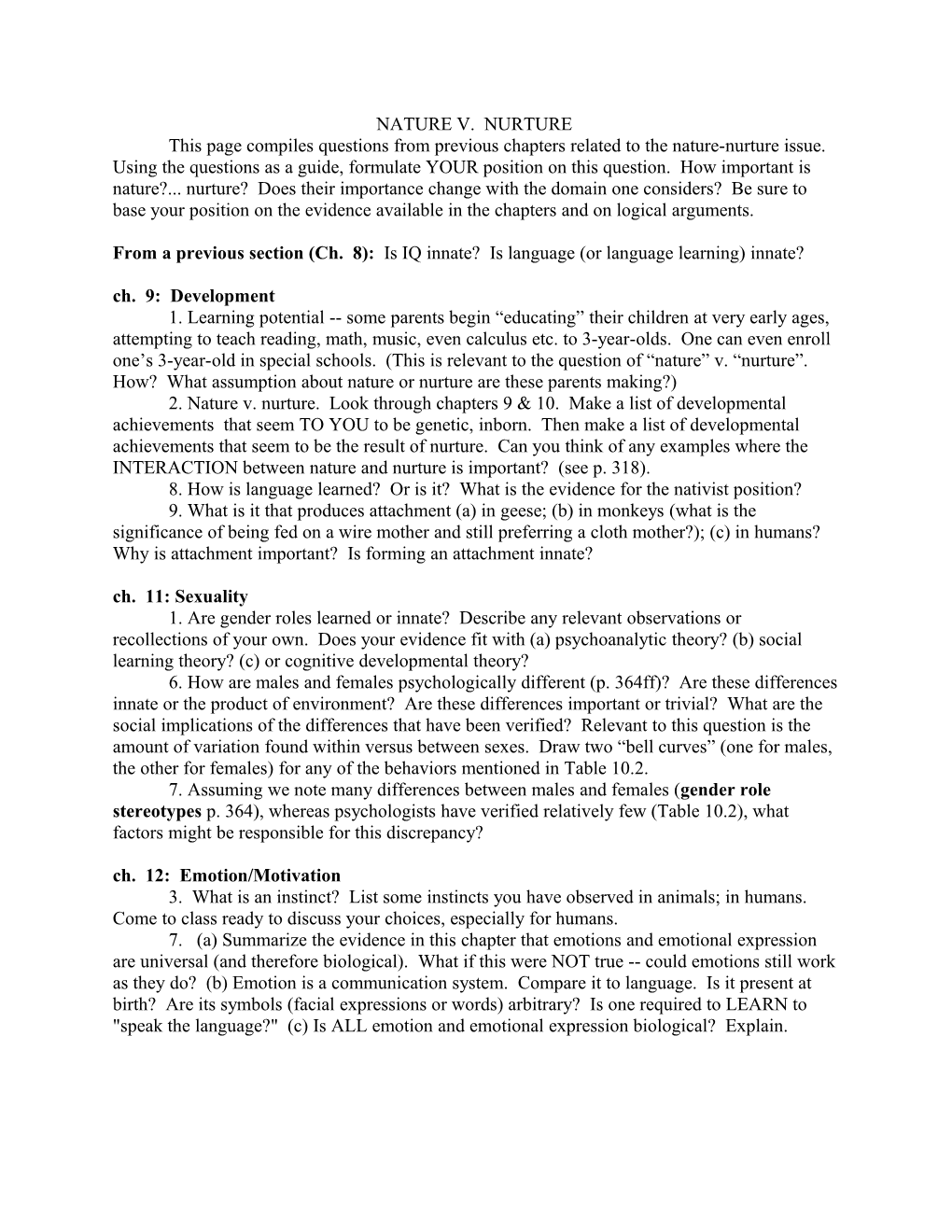 From a Previous Section (Ch. 8): Is IQ Innate? Is Language (Or Language Learning) Innate?