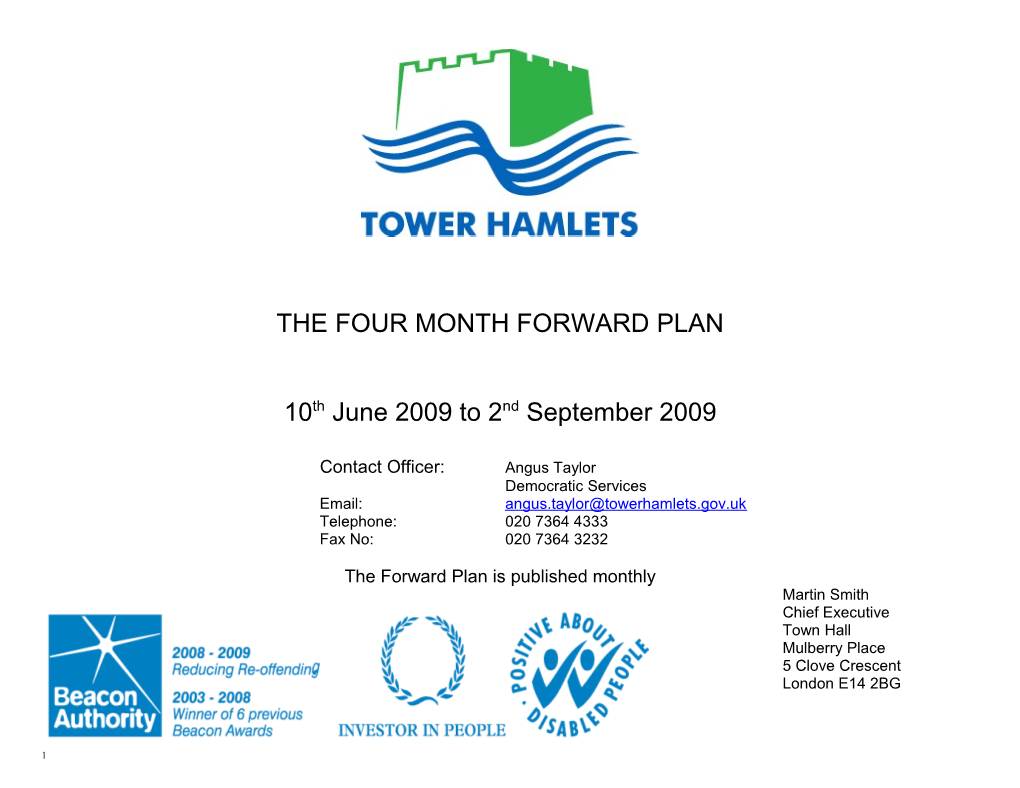 Tower Hamlets Forward Plan June - Sept 2009