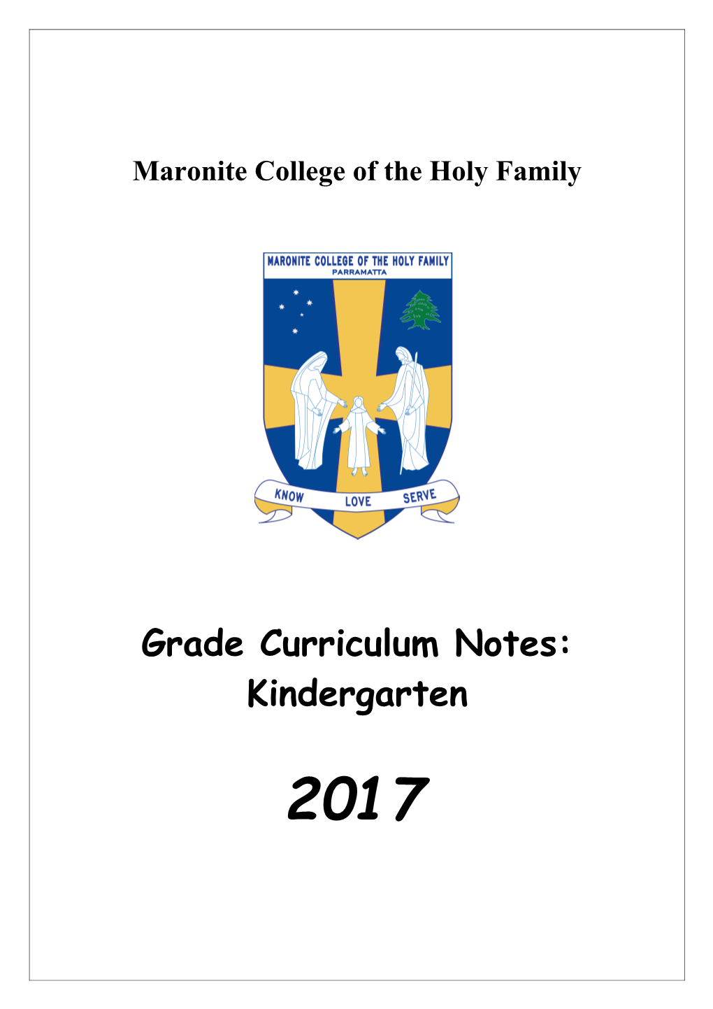 Grade Curriculum Notes: Kindergarten