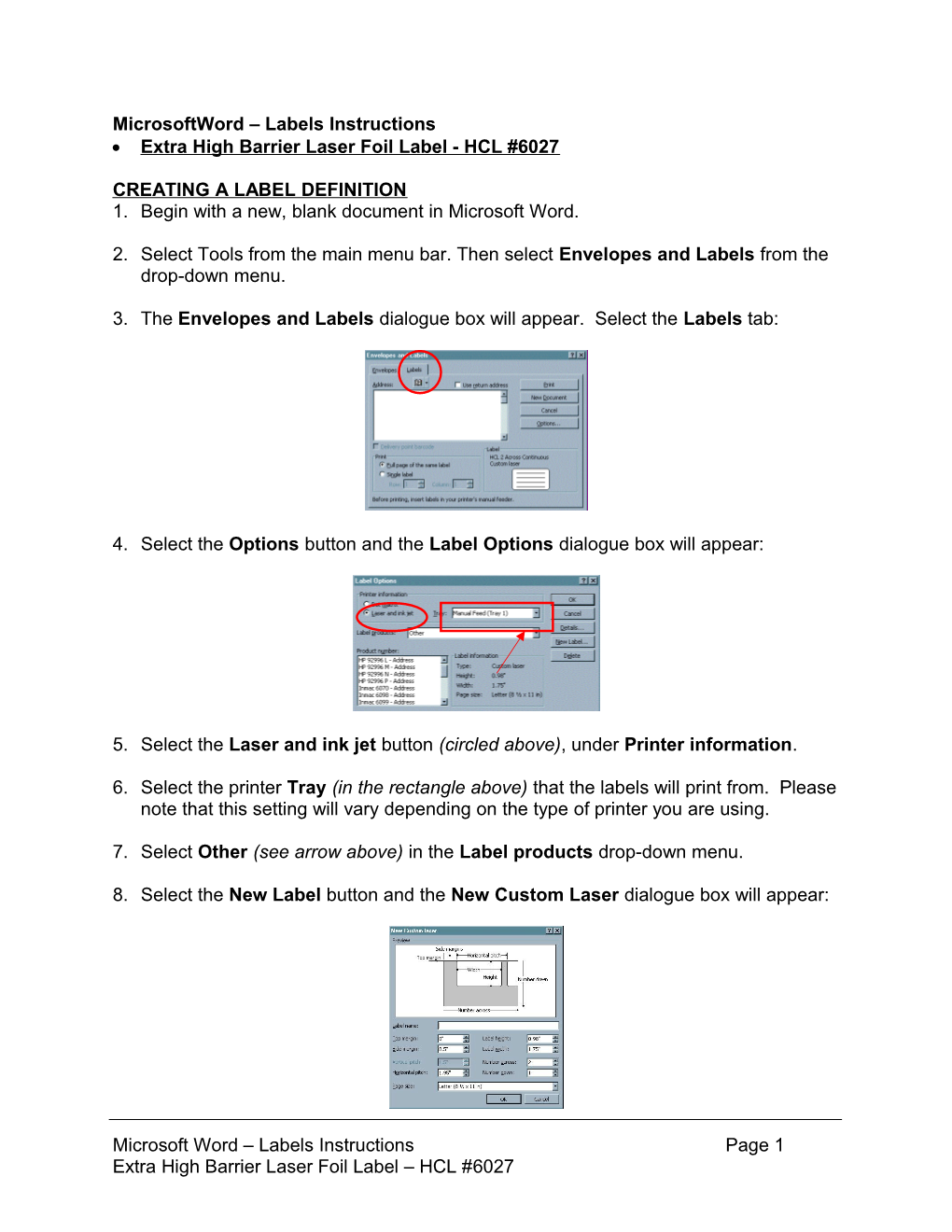 Label Printing Instructions