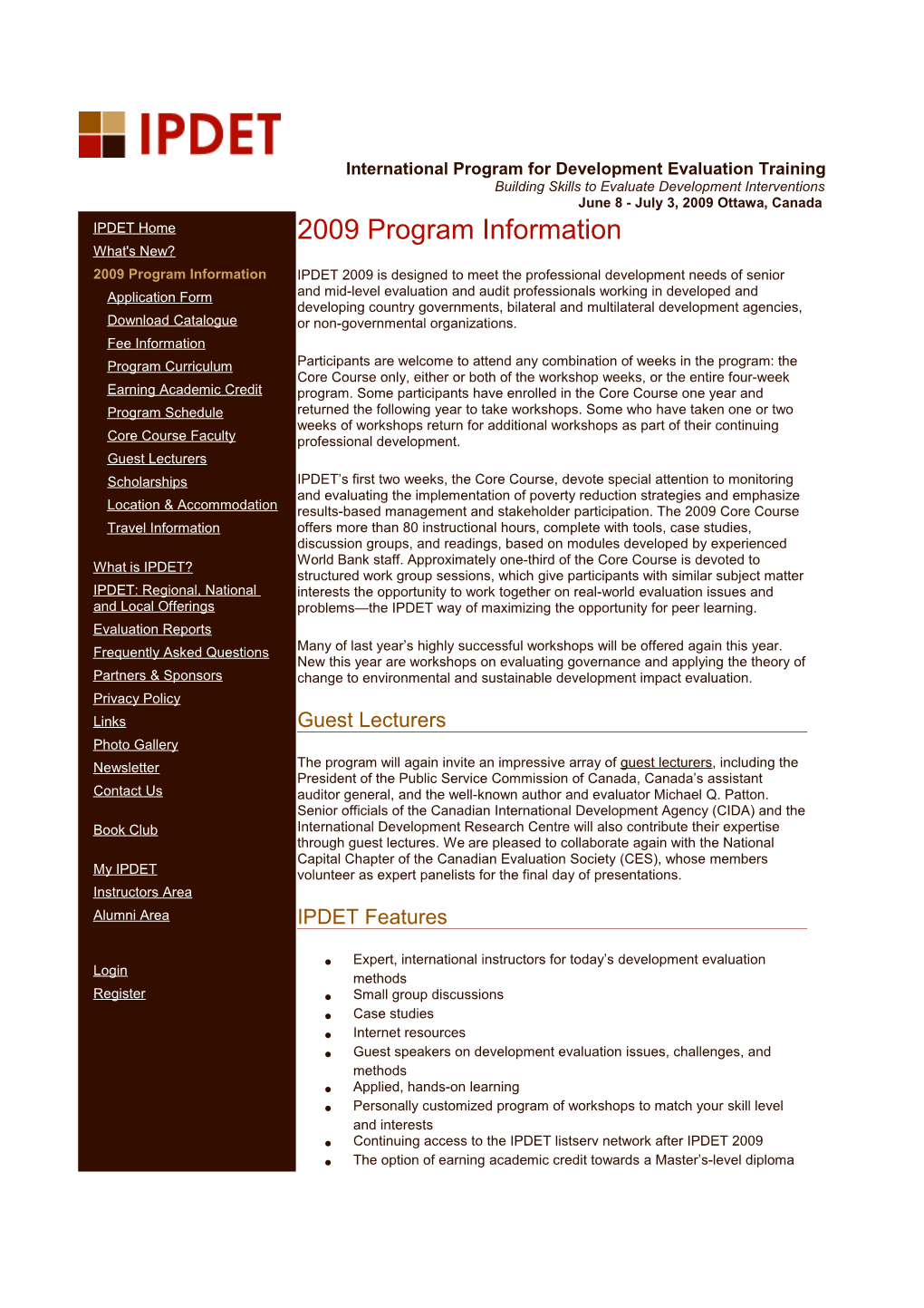 2009 Program Information