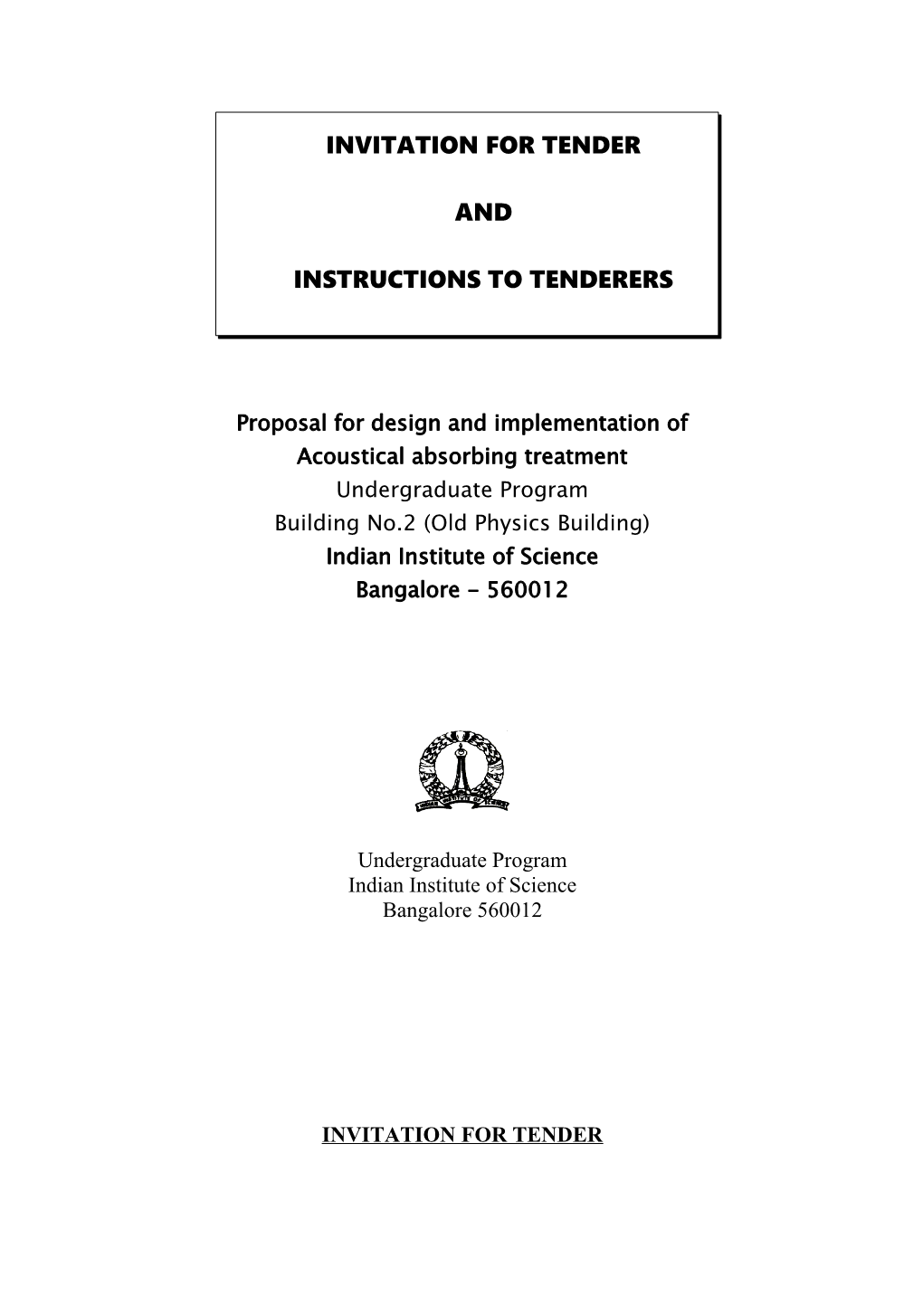 Guidelines to Tenderers