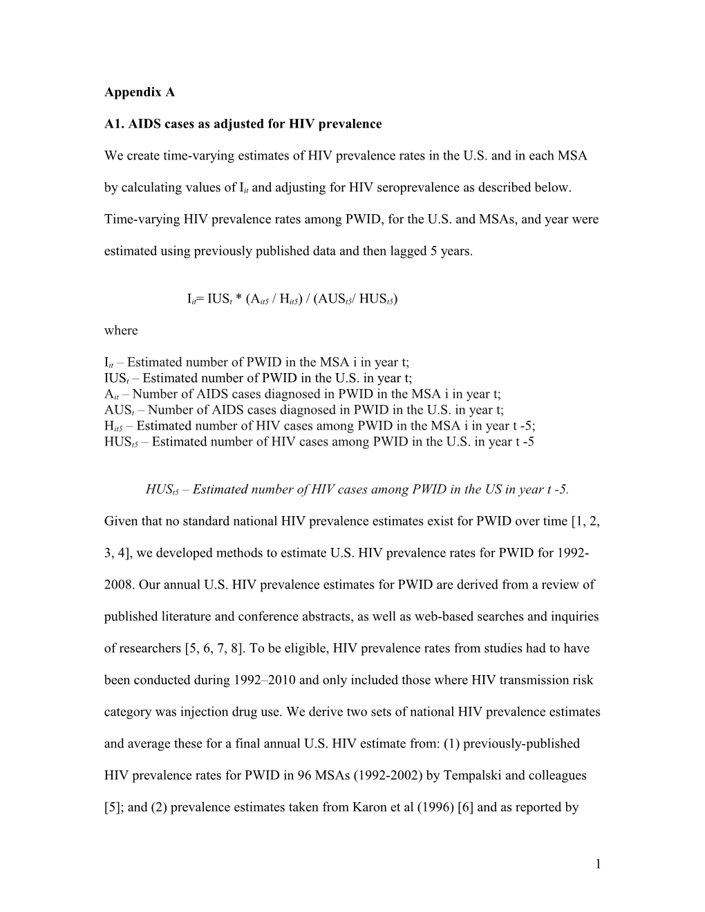 A1.AIDS Cases As Adjusted for HIV Prevalence