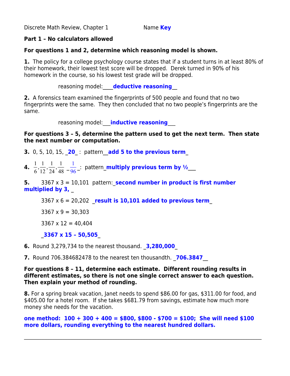 Discrete Math Test, Chapter 1