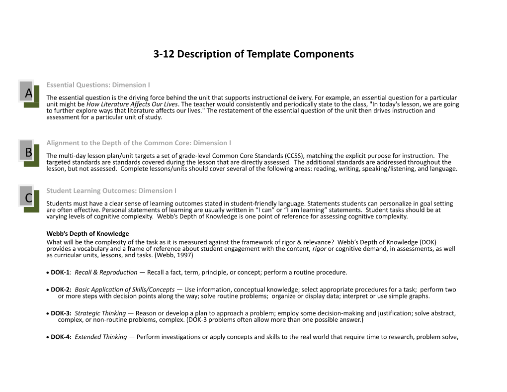 3-12 Description of Template Components