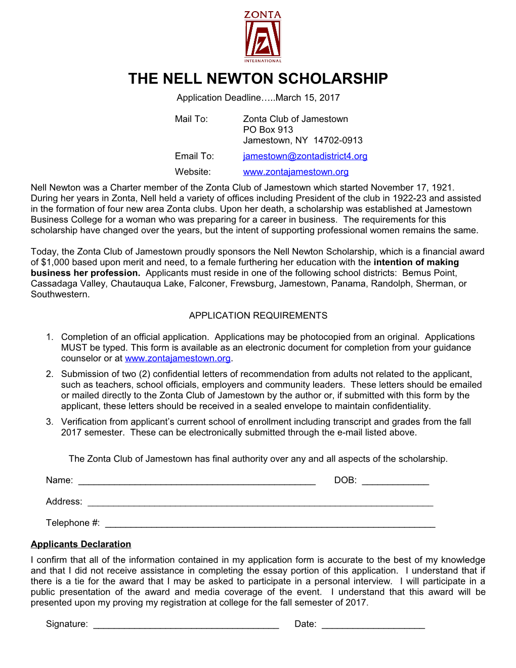 The Nell Newton Scholarship