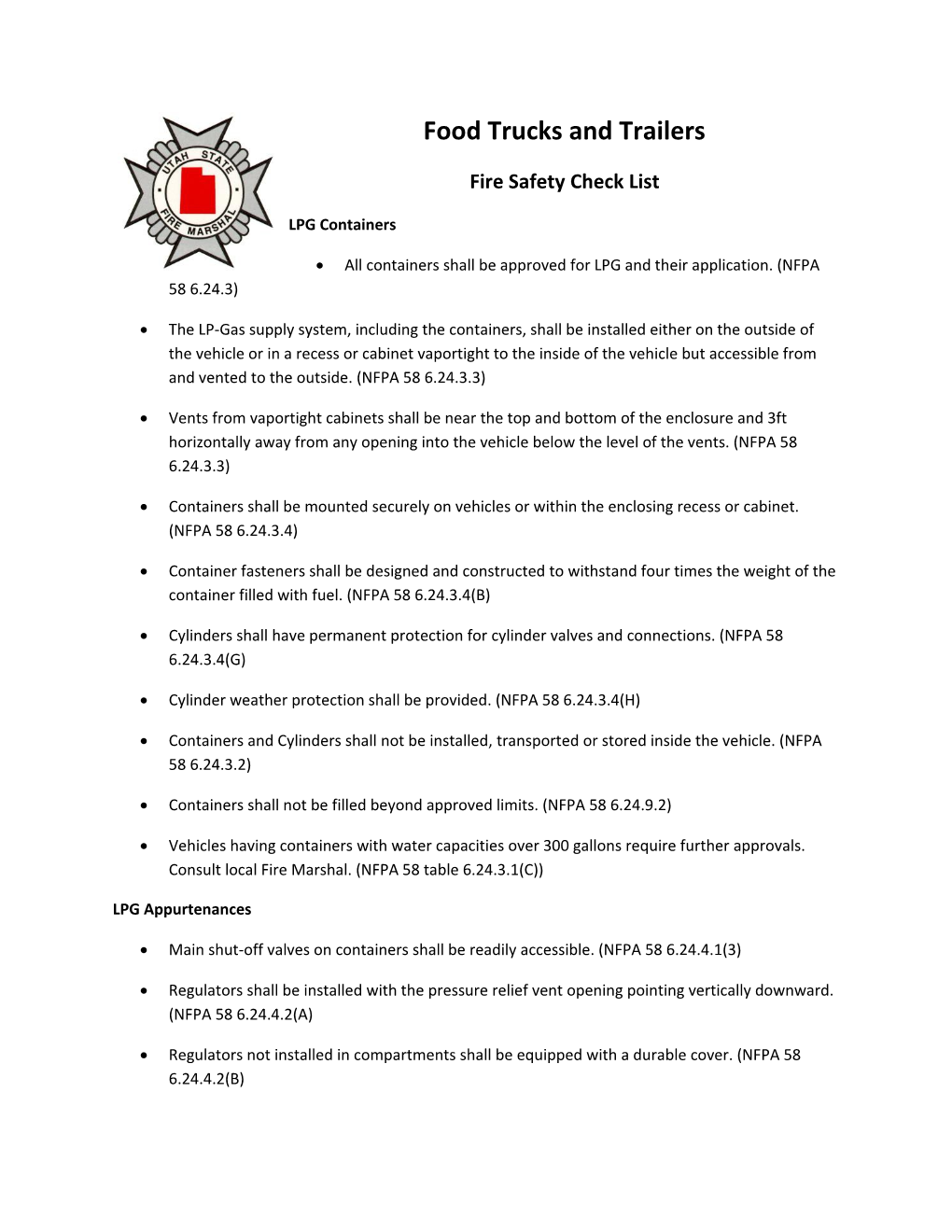 Fire Safety Check List