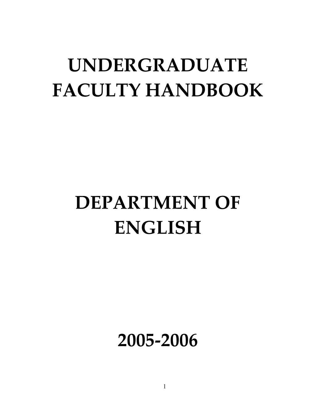 Undergraduate Faculty Handbook