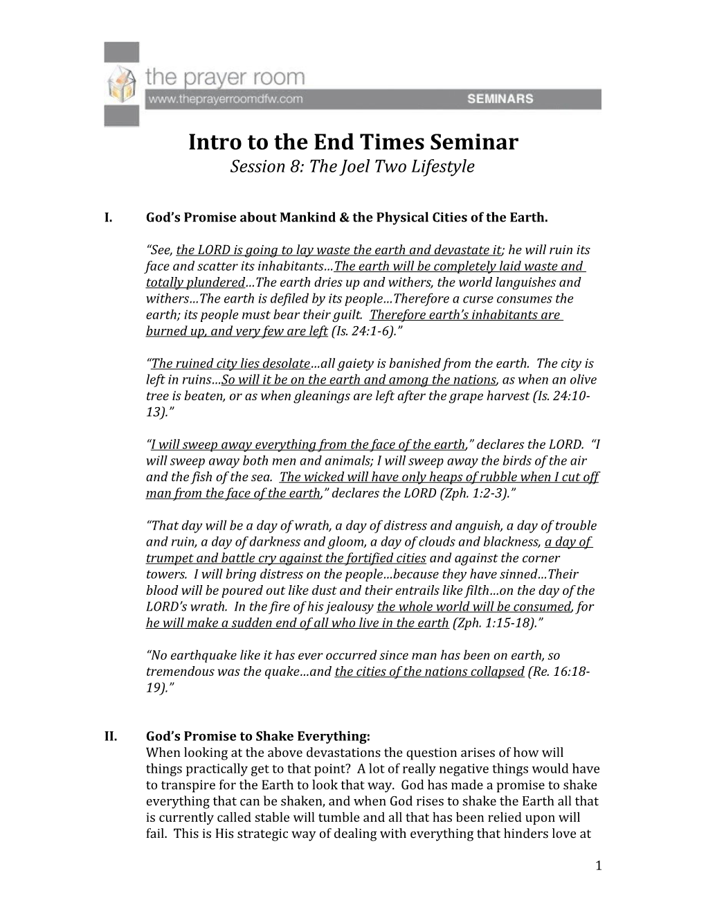Intro to the End Times Seminar