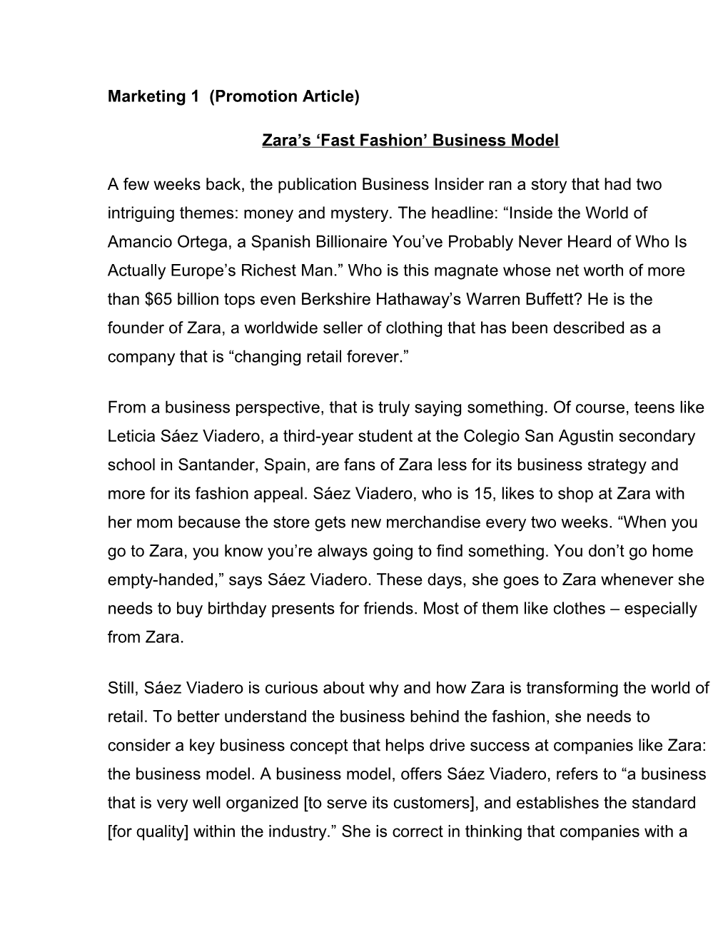 Zara S Fast Fashion Business Model