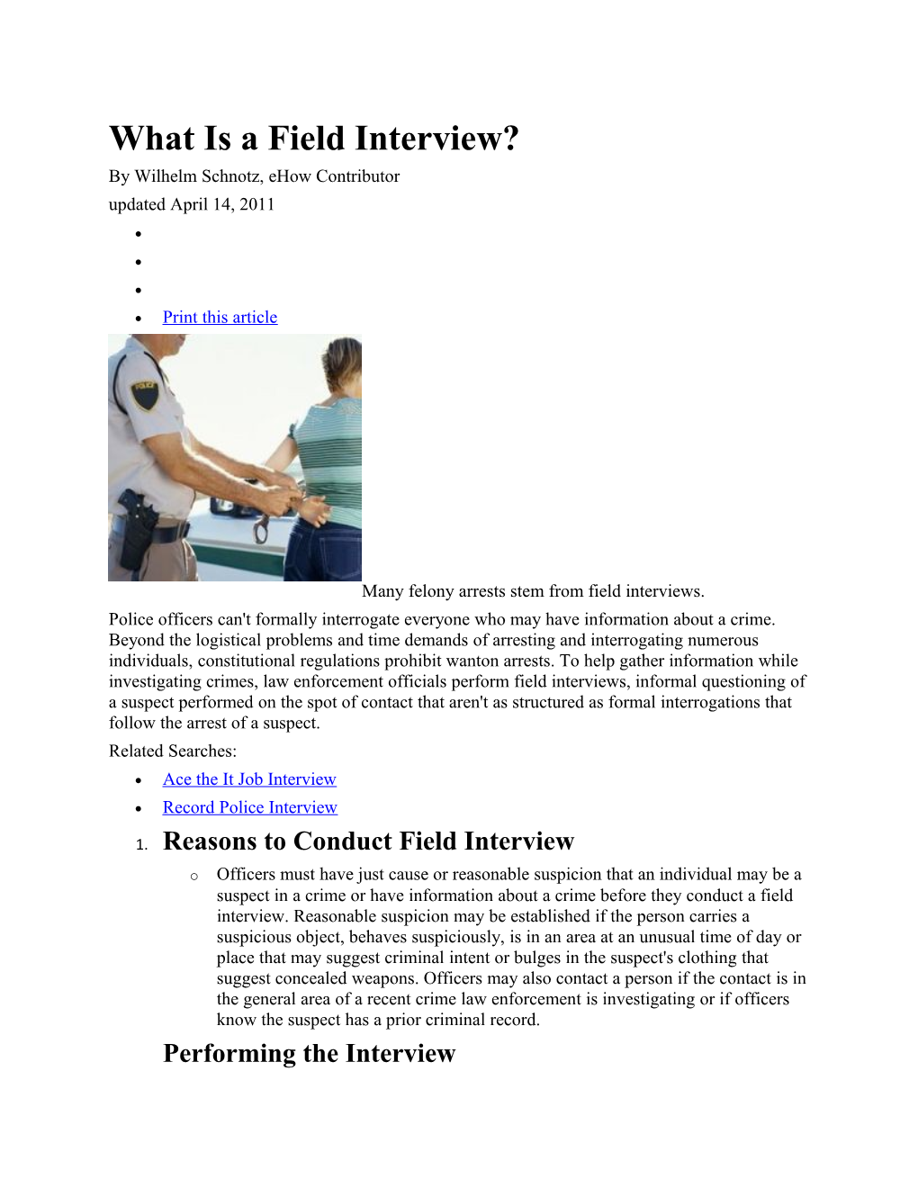 What Is a Field Interview?