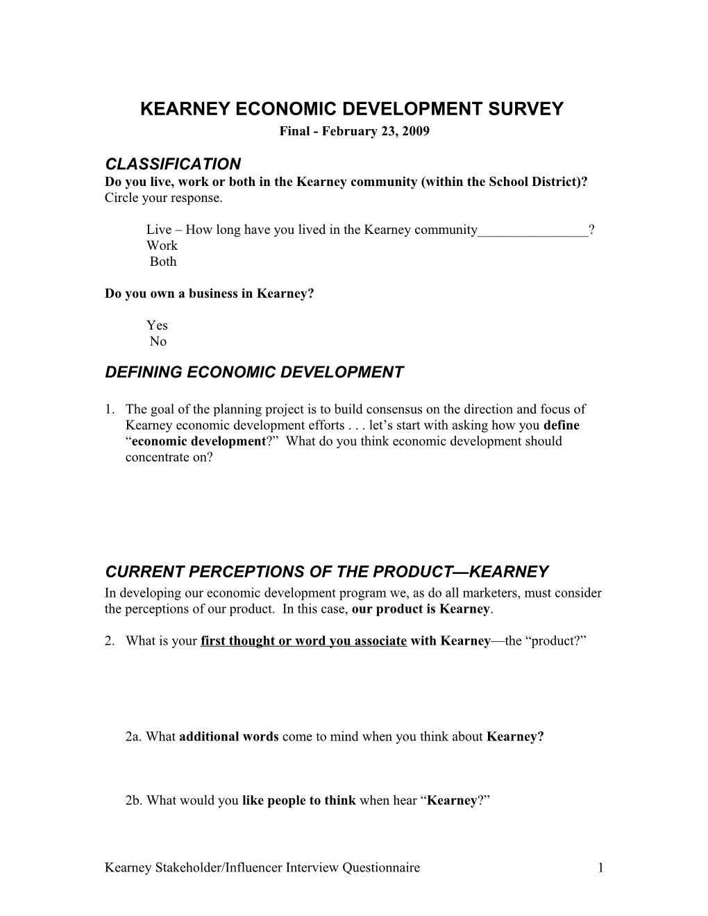 Kearney Economic Development Survey