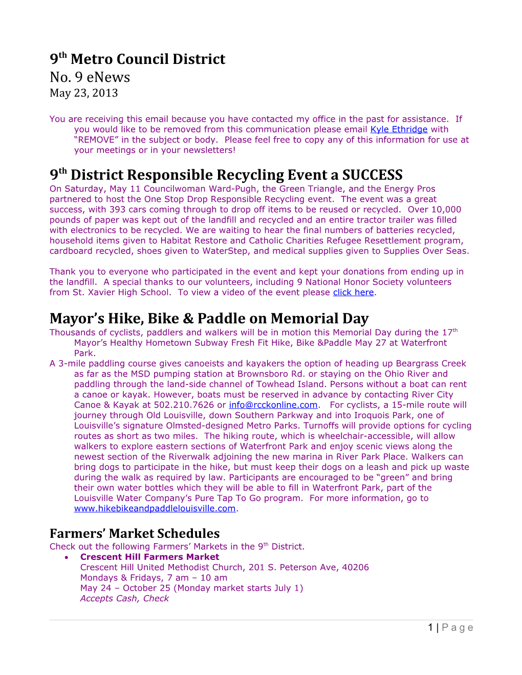 9Th District Responsible Recycling Event a SUCCESS
