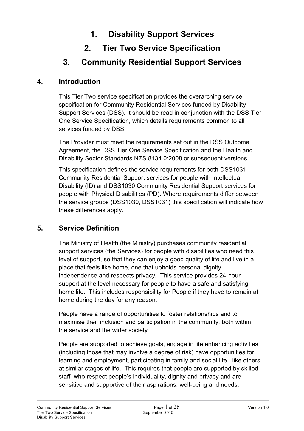 Tier Two Service Specification