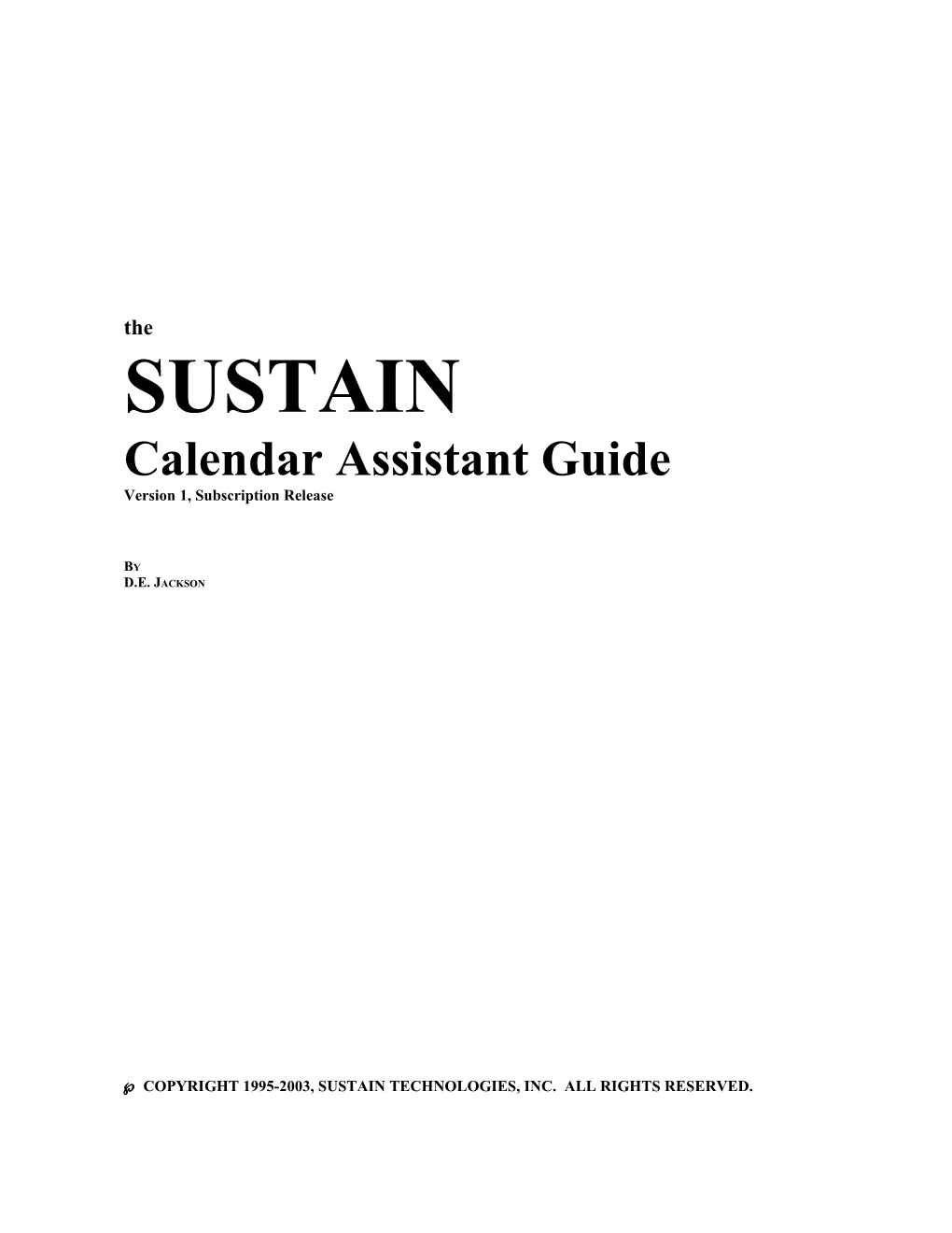 The SUSTAIN Calendar Assistant Guide