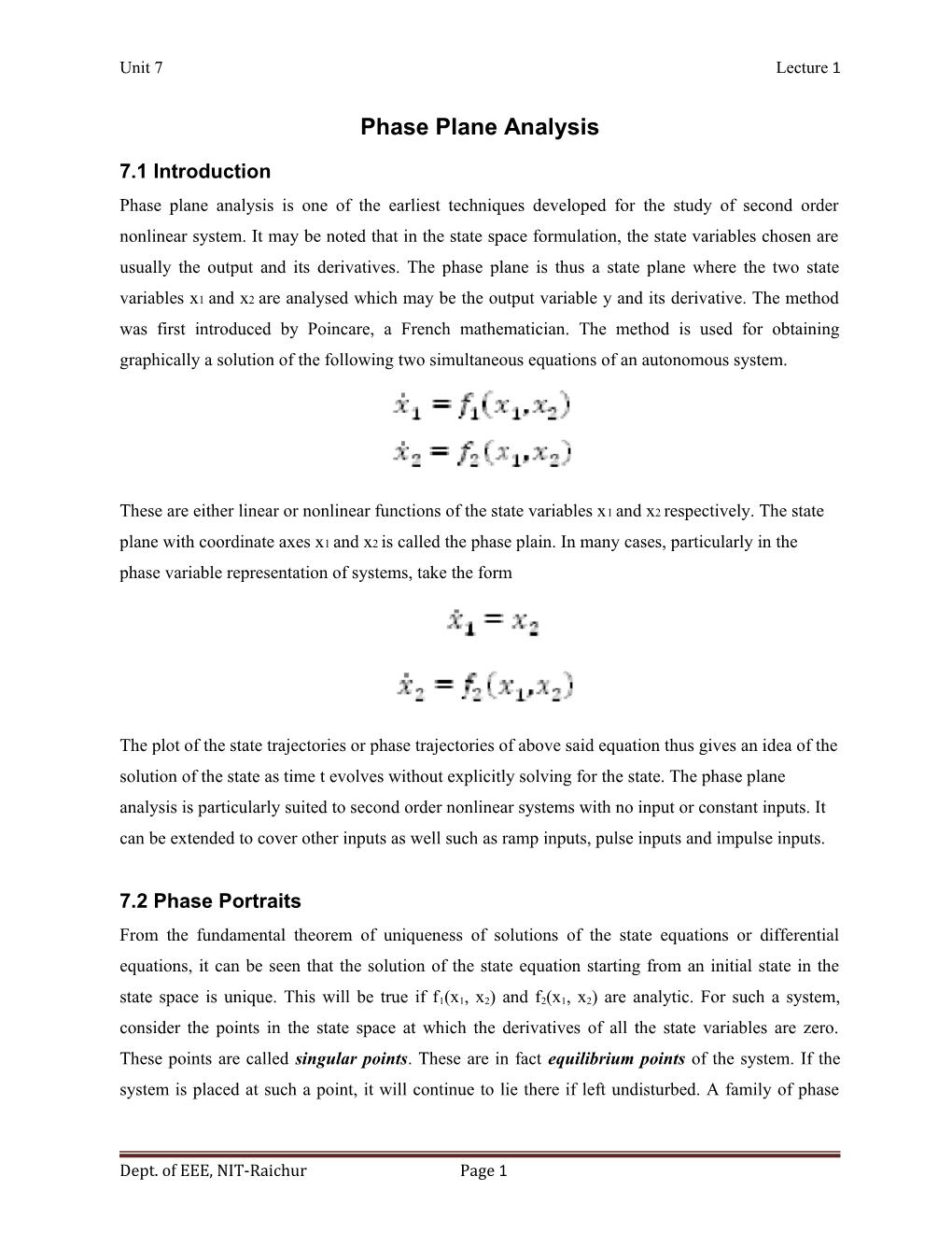 Phase Plane Analysis