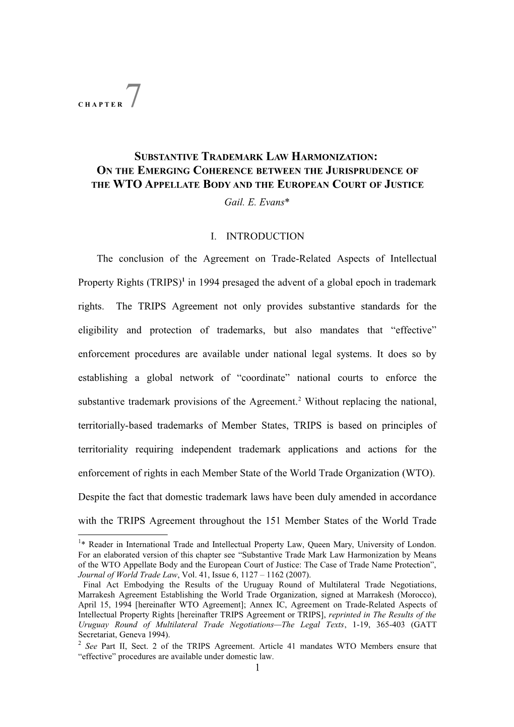 Substantive Trademark Law Harmonization by Means of the Wto Appellate Body and the European