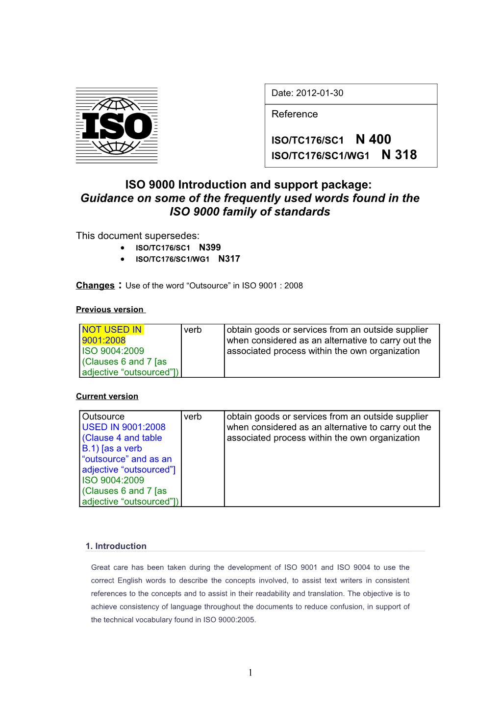 ISO 9000 Introduction and Support Package: Guidance on Some of the Frequently Used Words