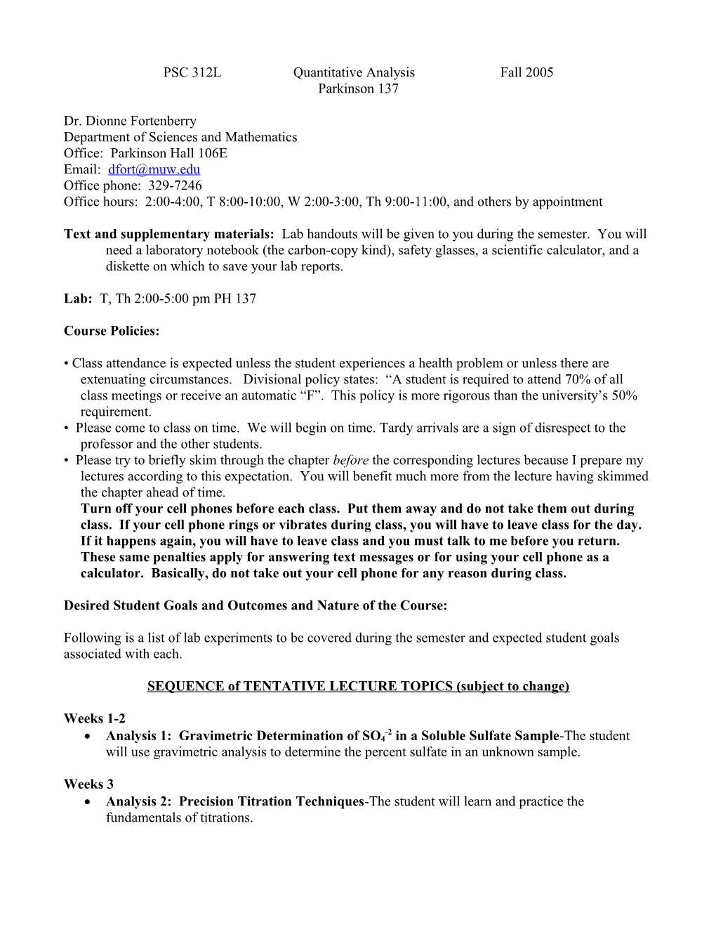 PSC 312L Quantitative Analysisfall 2005