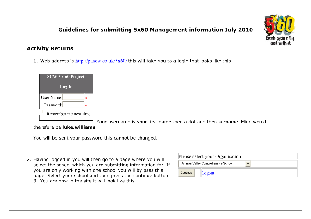 Guidelines for Submitting 5X60 Management Information July 07