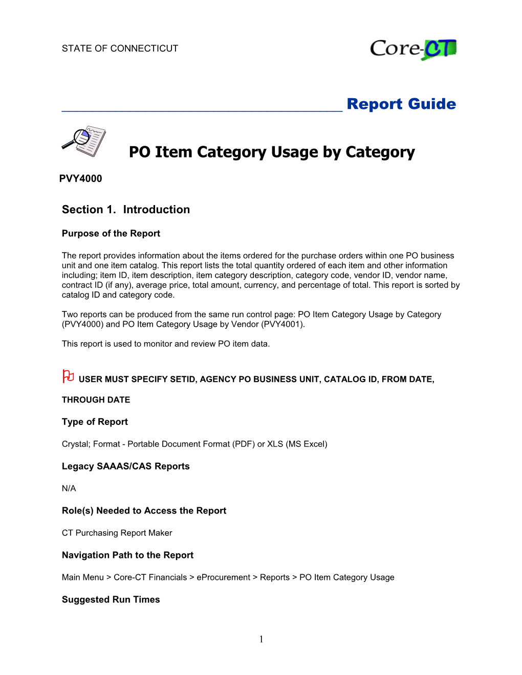 PO Item Category Usage by Category (PVY4000)