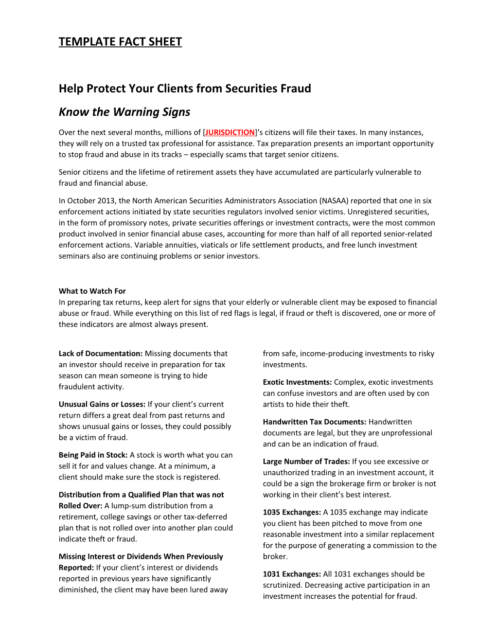 Help Protect Your Clients from Securities Fraud