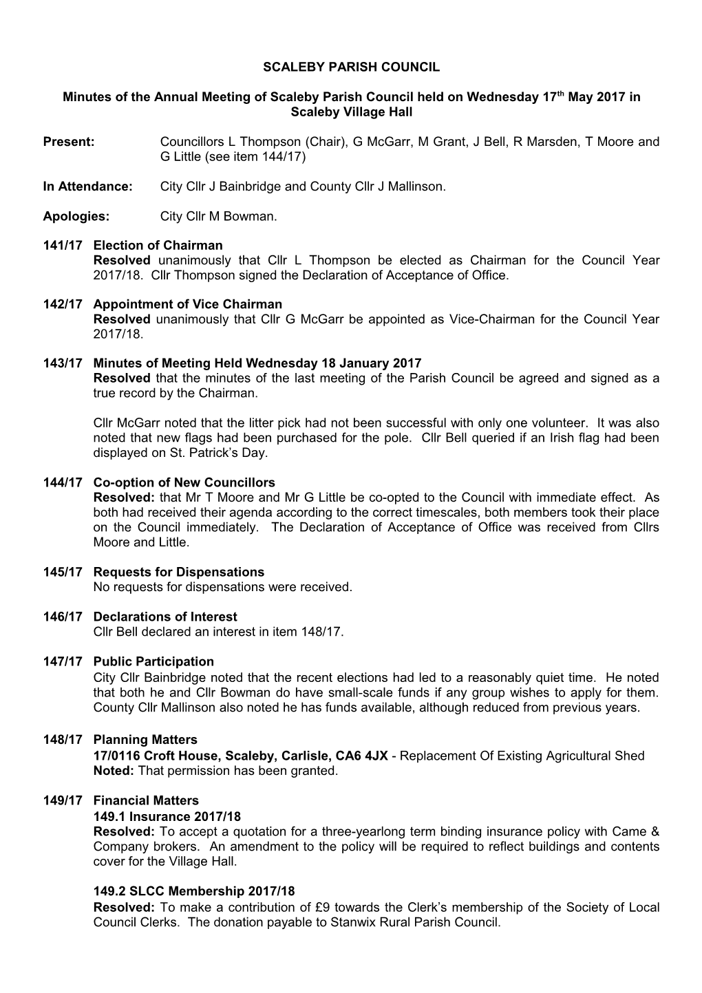 Scaleby Parish Council