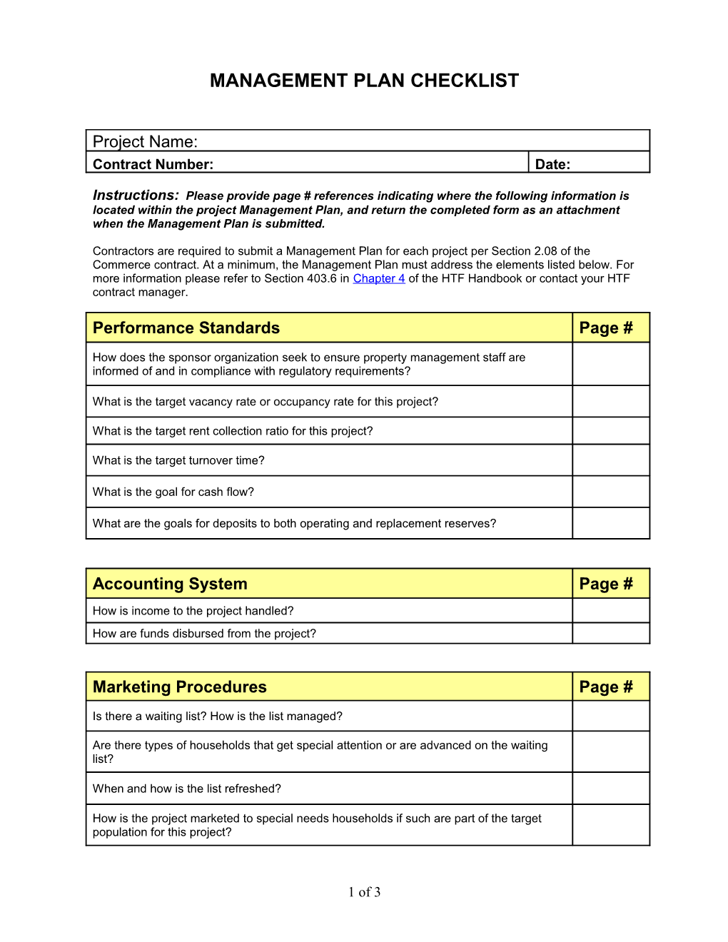 Management Plan Checklist - Revised May 2010
