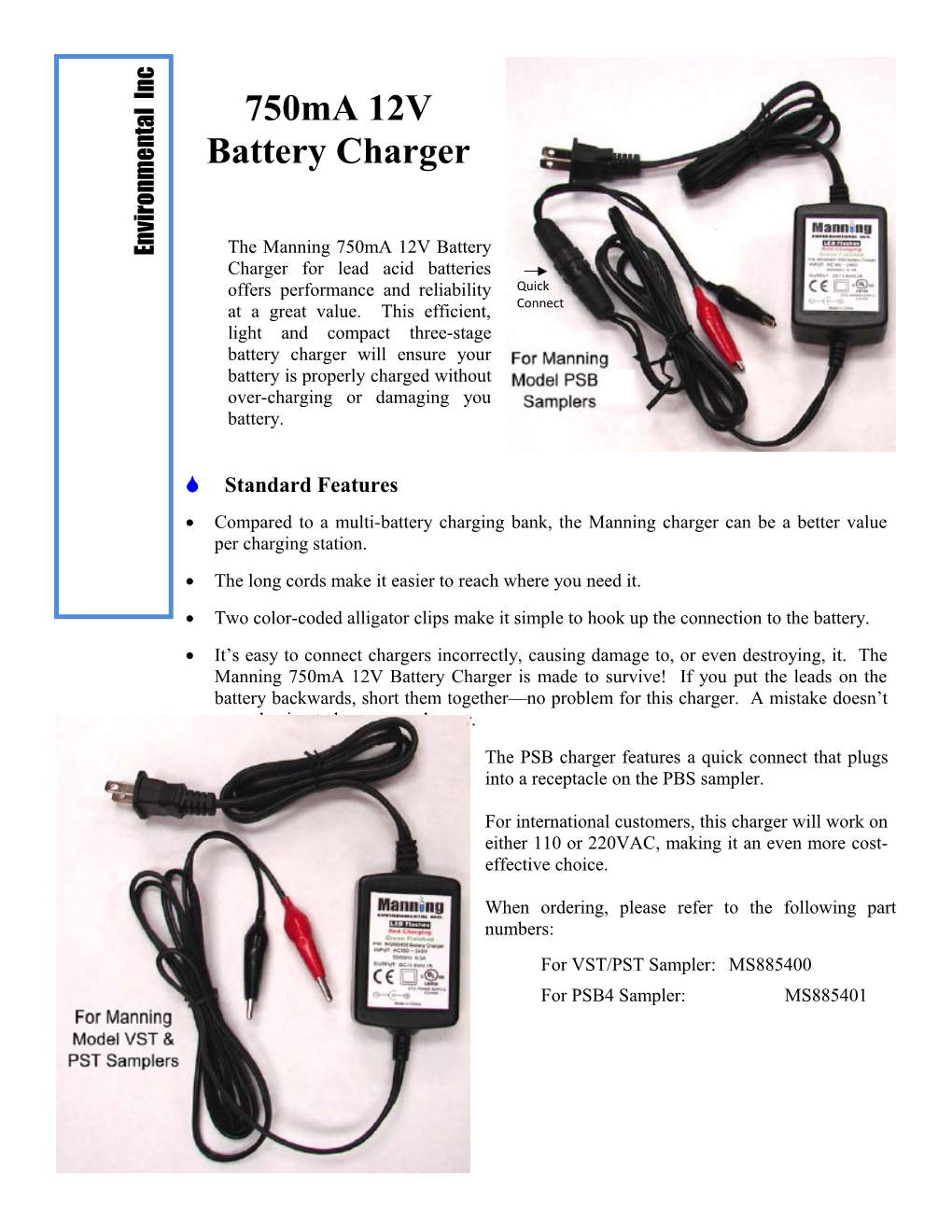 Battery Charger Data Sheet