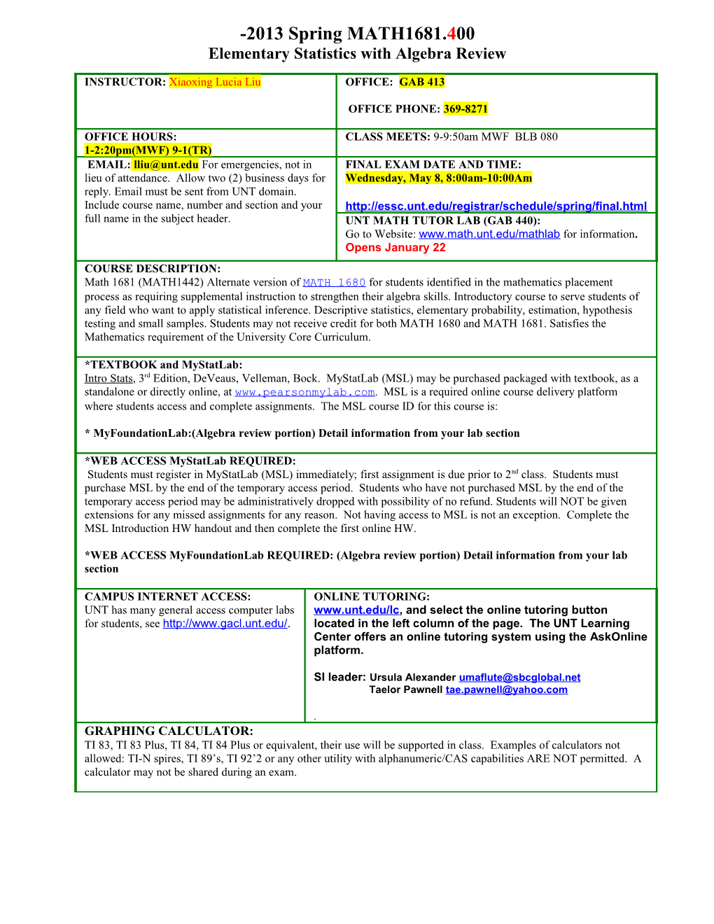 Elementary Statistics with Algebra Review