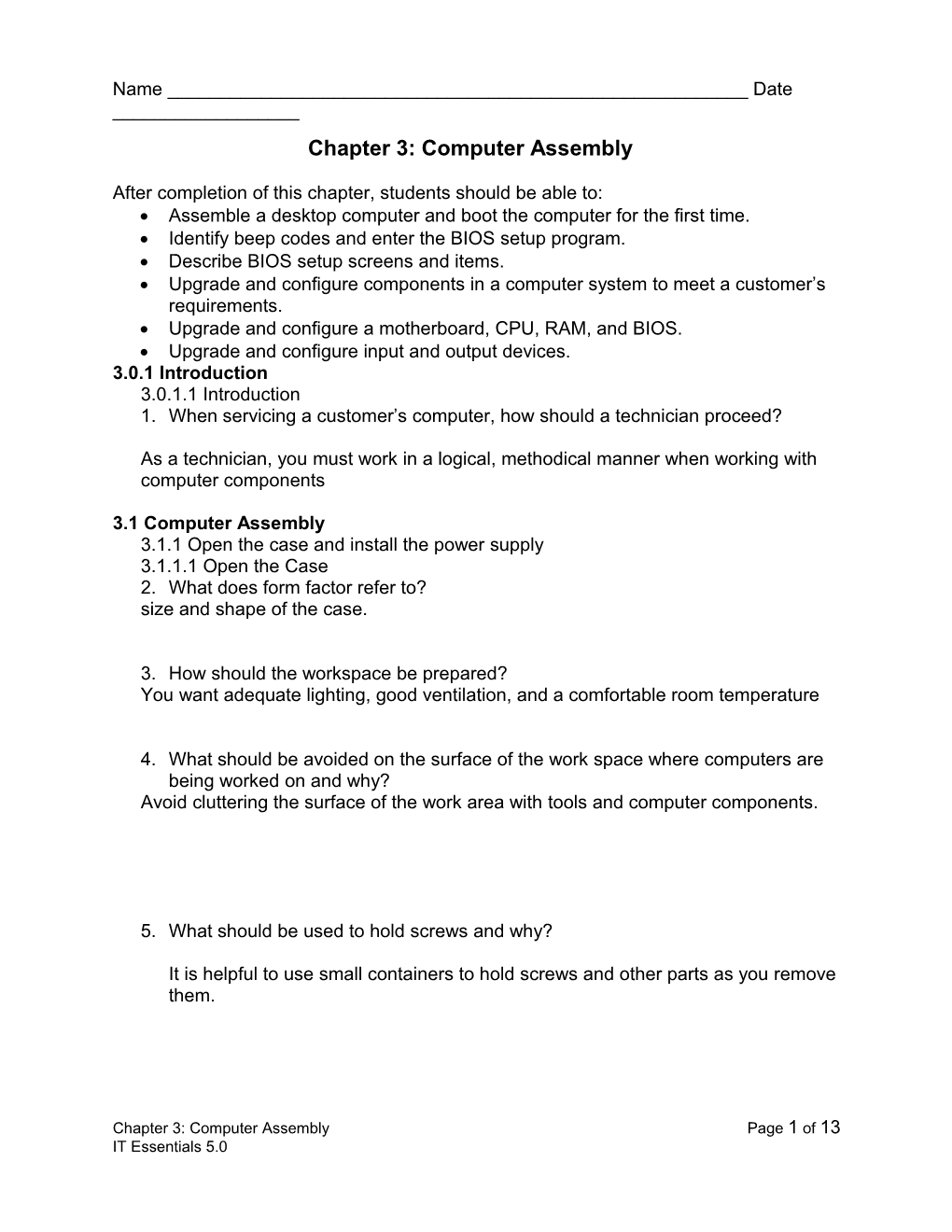 Chapter 3: Computer Assembly