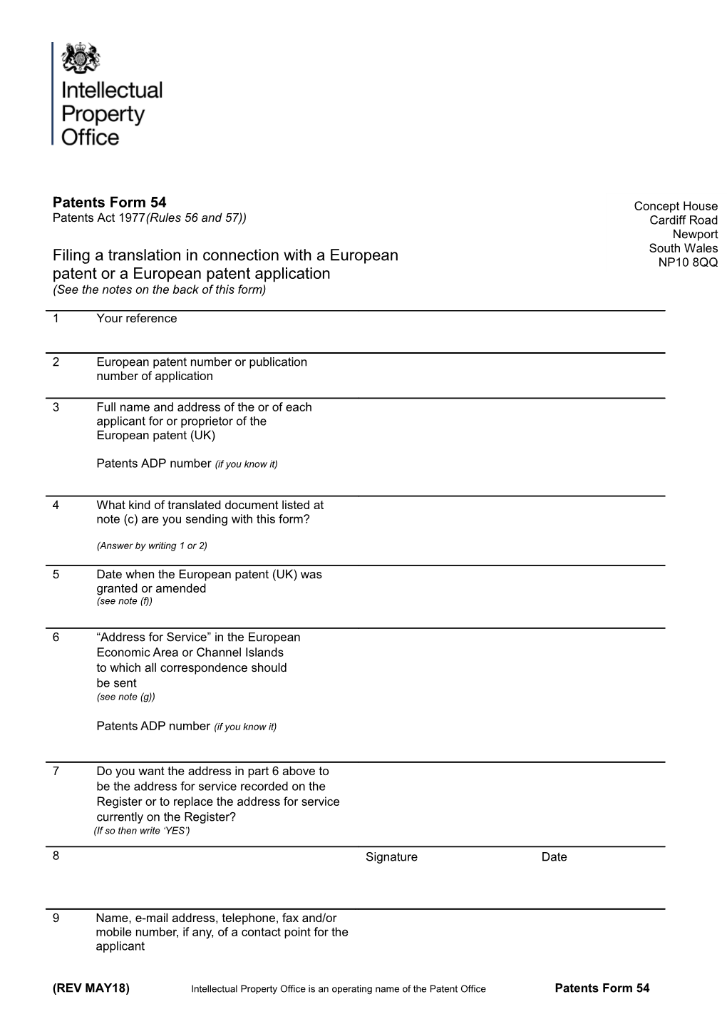 Patents Act 1977(Rules 56 and 57))