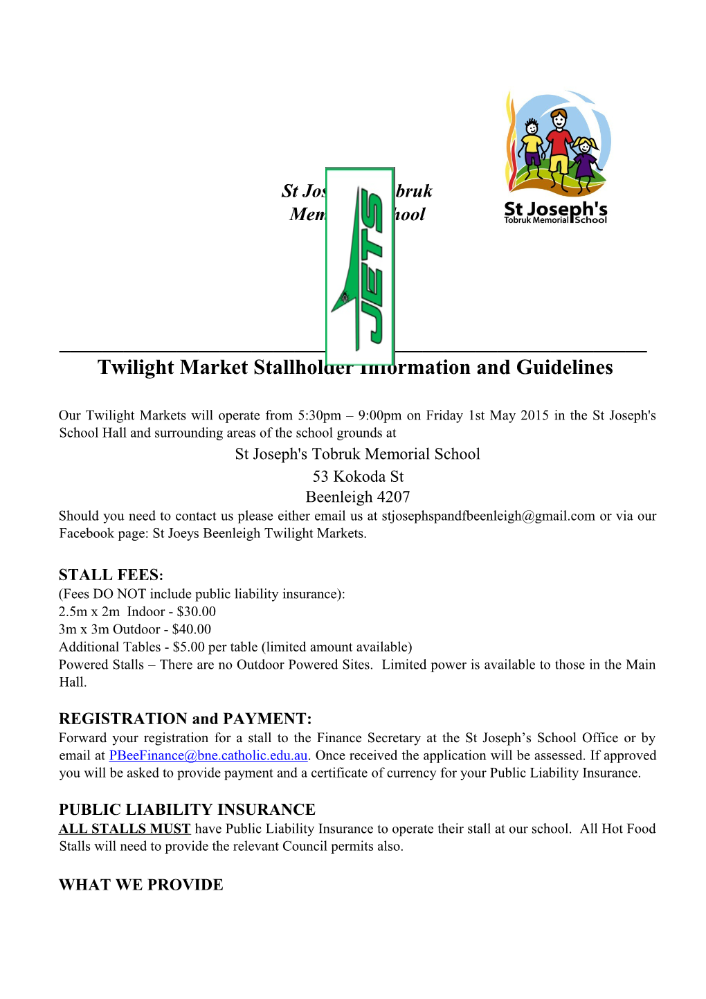 Twilight Market November 2014 Stallholder Information