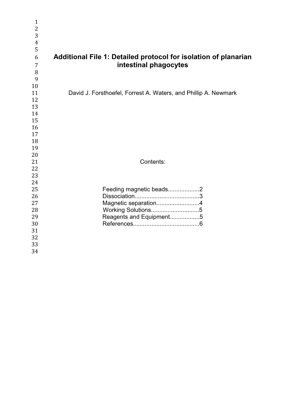 Additional File 1: Detailed Protocol for Isolation of Planarian Intestinal Phagocytes