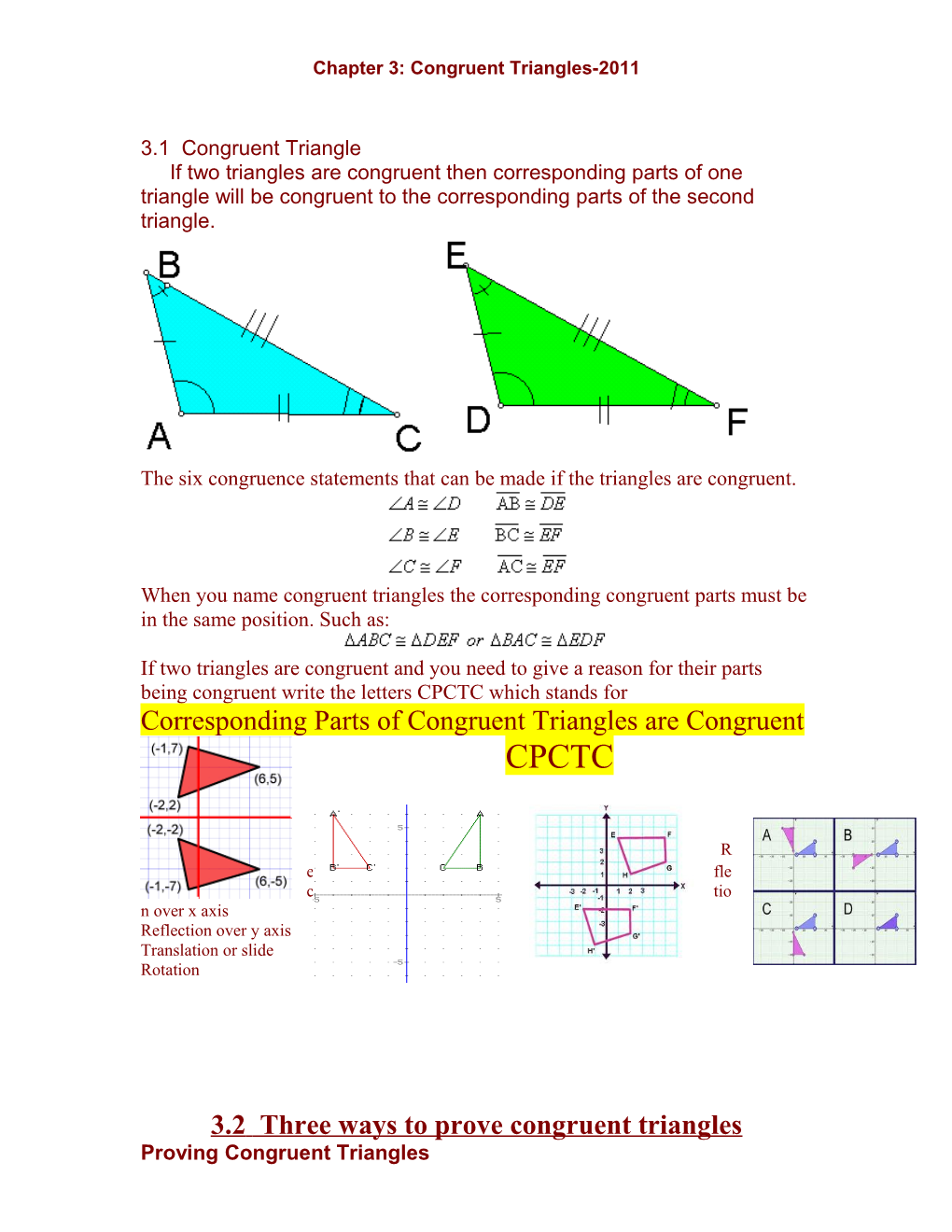 Chapter 3: Congruent Triangles-2000