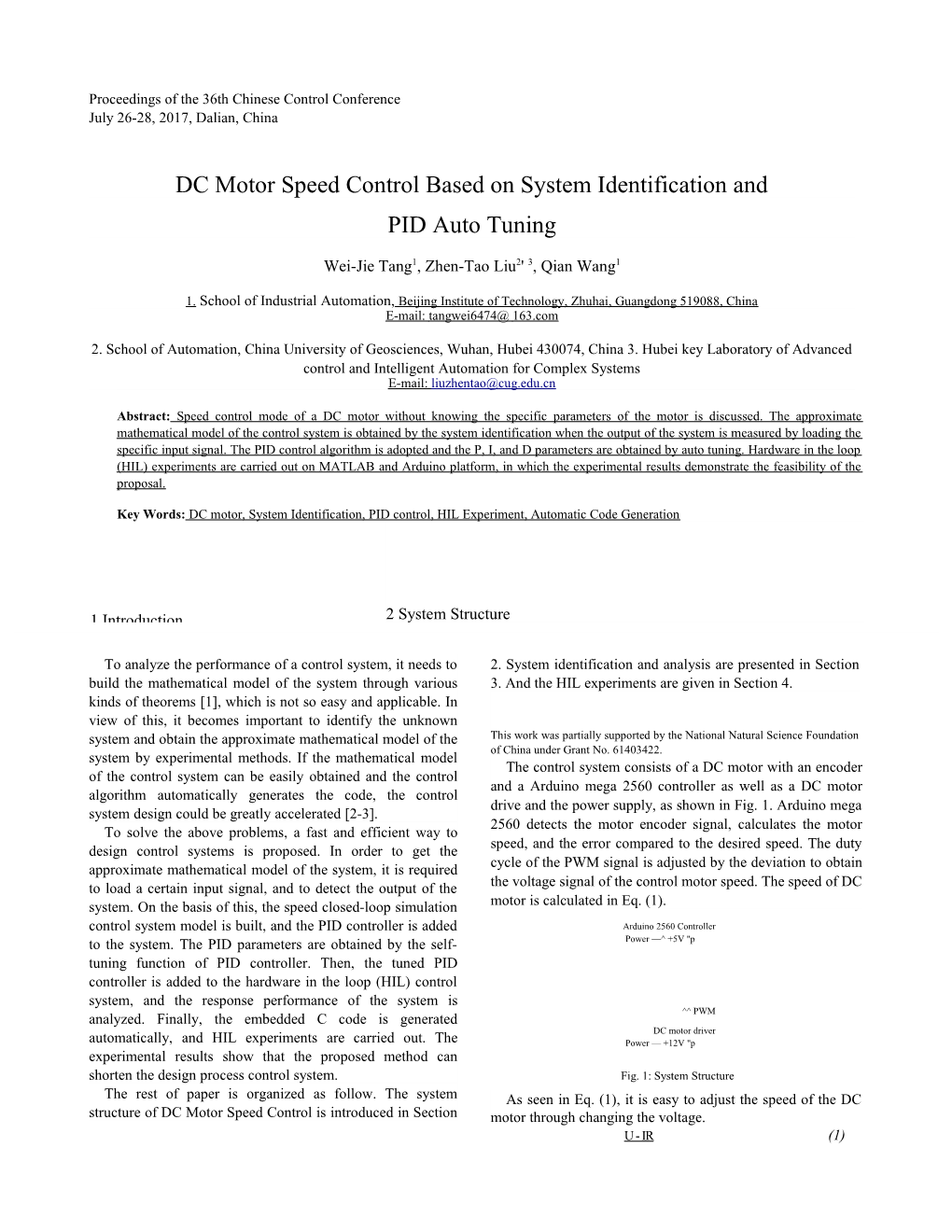 DC Motor Speed Control Based on System Identification And