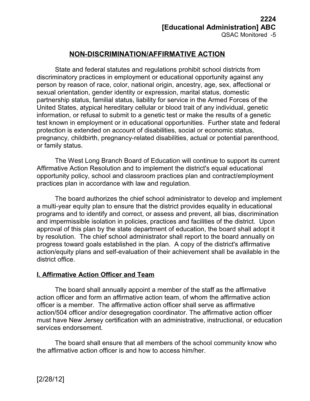 Non-Discrimination/Affirmative Action