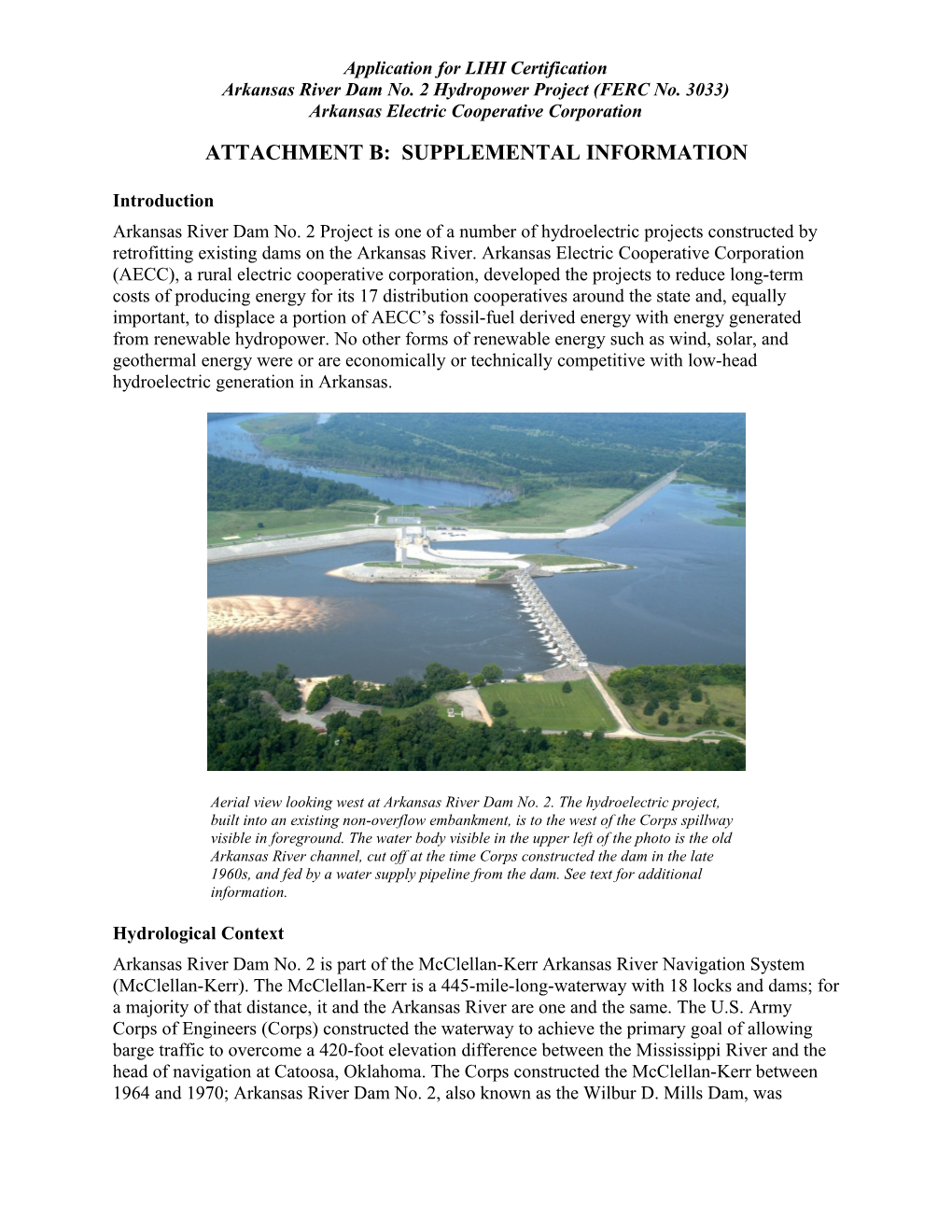 Application for Low Impact Hydropower Certification