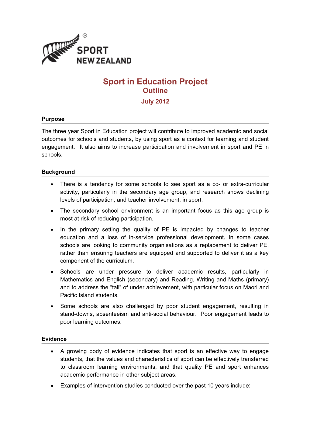 Sport in Education Project